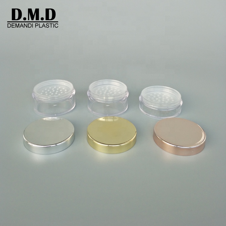 Low MOQ 5 grams 5ml 10grams 10ml 30ml 20ml empty rose gold pink silver make-up loose powder jar with sifter