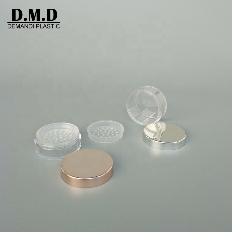 Low MOQ 5 grams 5ml 10grams 10ml 30ml 20ml empty rose gold pink silver make-up loose powder jar with sifter
