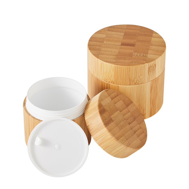 Low MOQ 50g echo friendly inner PP bamboo cosmetic jar