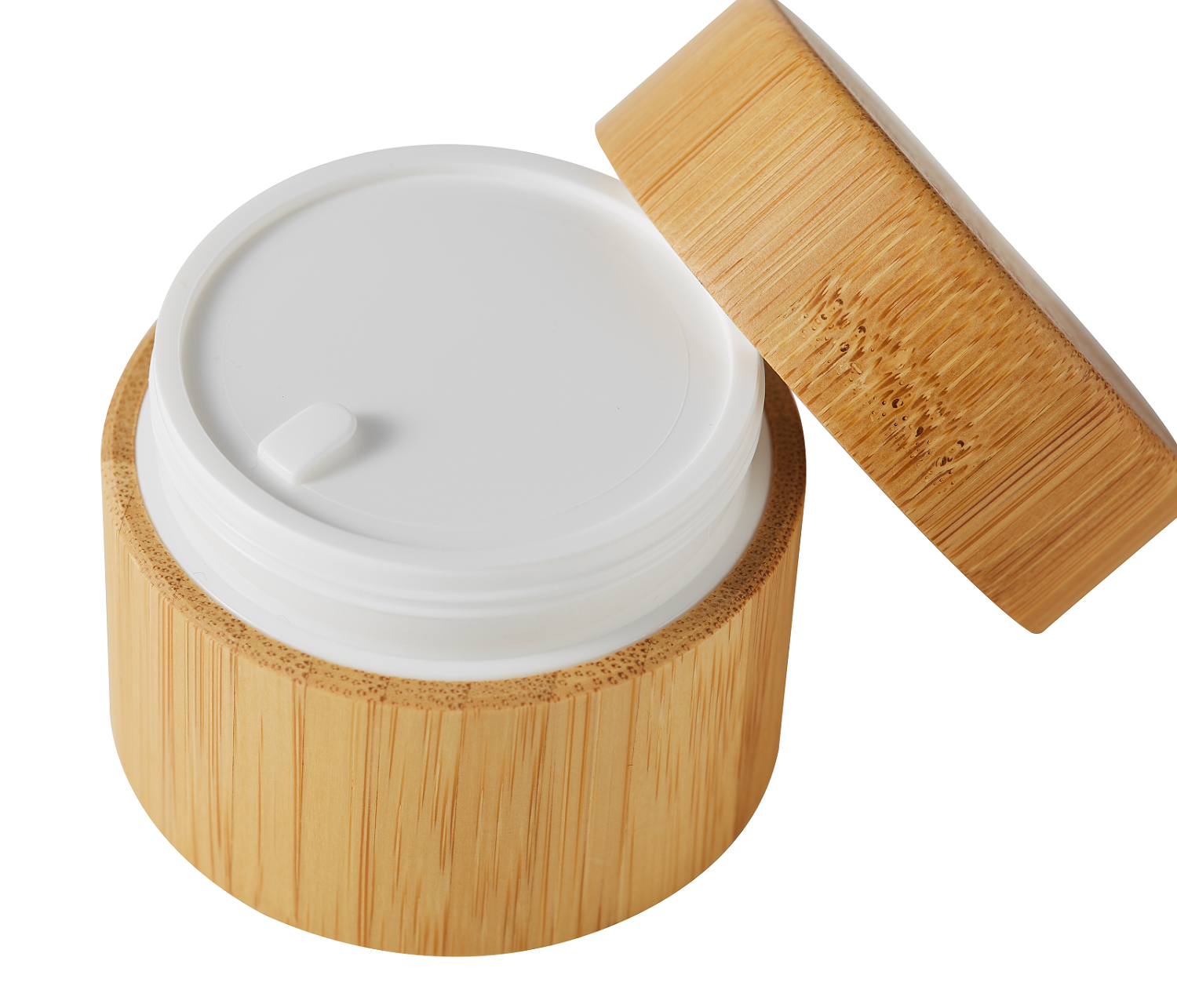 Low MOQ 50g echo friendly inner PP bamboo cosmetic jar