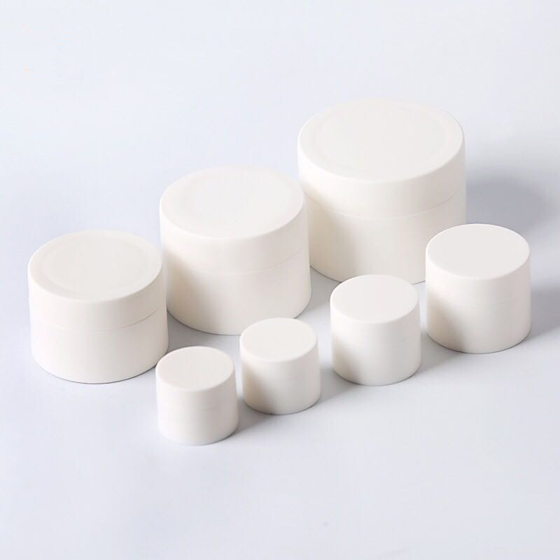 Low MOQ 50g small empty glossy matt white cosmetic packaging plastic cream jar