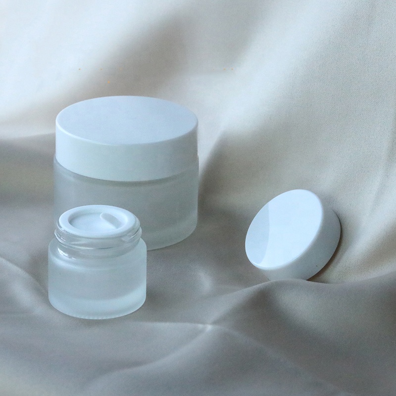 Low MOQ 5g 10g 20g 30g 50g empty round frosted glass cream jar (GJM22)