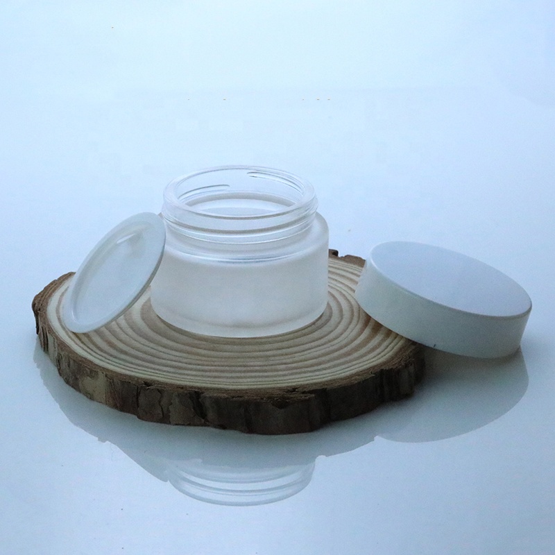 Low MOQ 5g 10g 20g 30g 50g empty round frosted glass cream jar (GJM22)