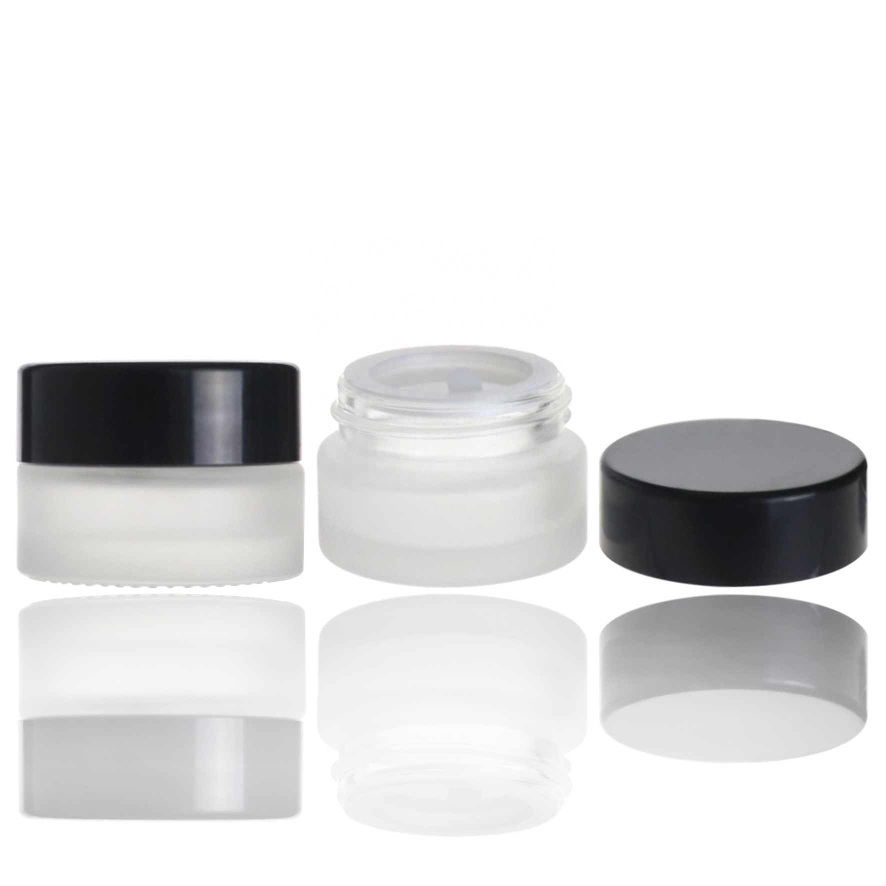 Low MOQ 5g frosted matte clear glass jar with lid