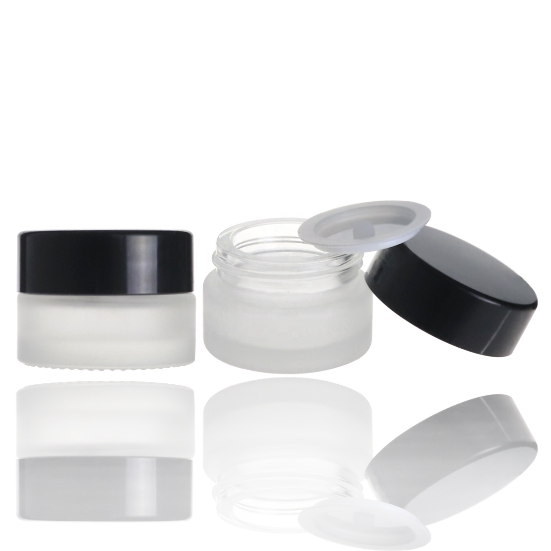 Low MOQ 5g frosted matte clear glass jar with lid