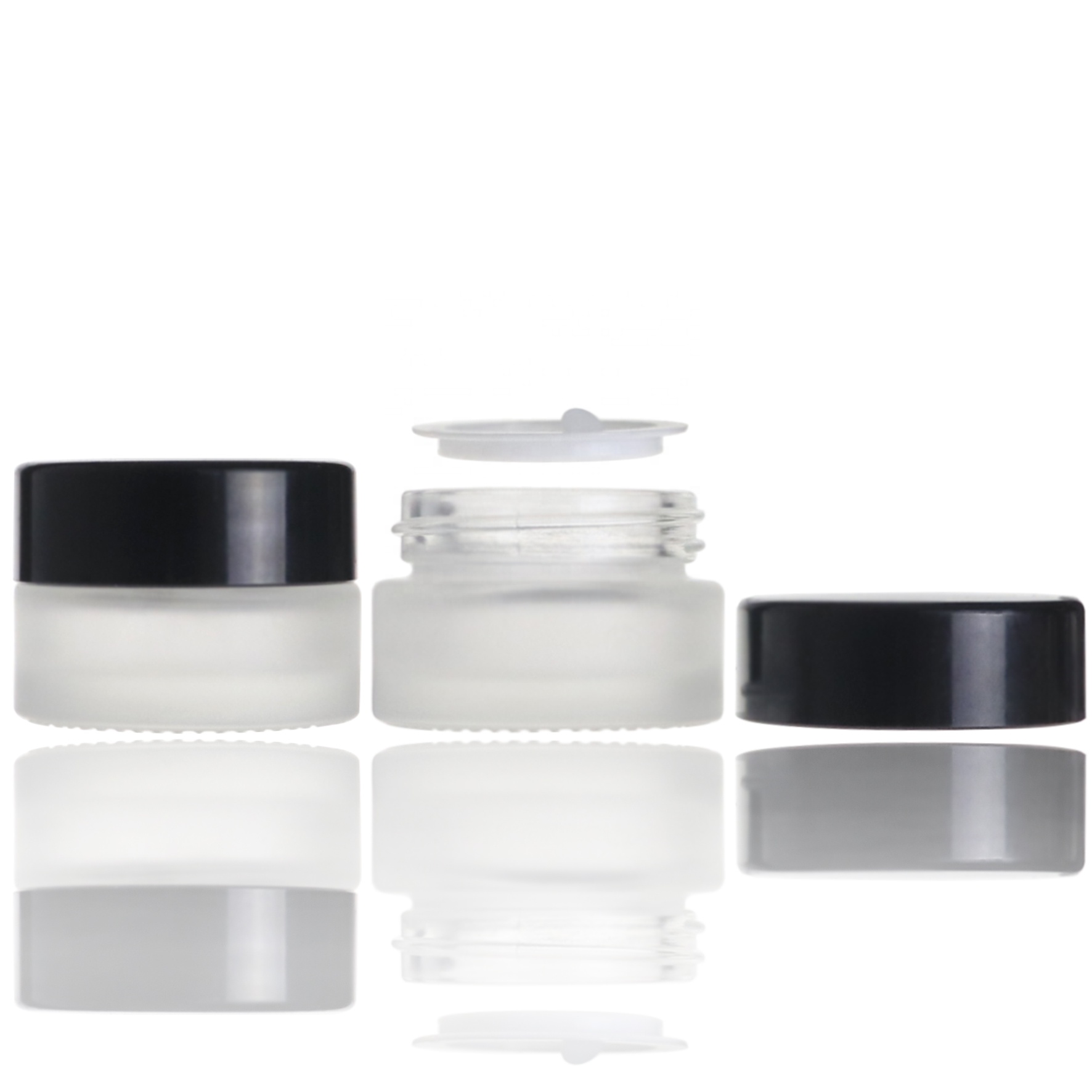 Low MOQ 5g frosted matte clear glass jar with lid