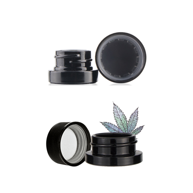 Low MOQ 5ml 9ml glass black childproof UV CBD concentrate  jar white/clear cosmetic eye cream container in stock with CR lid