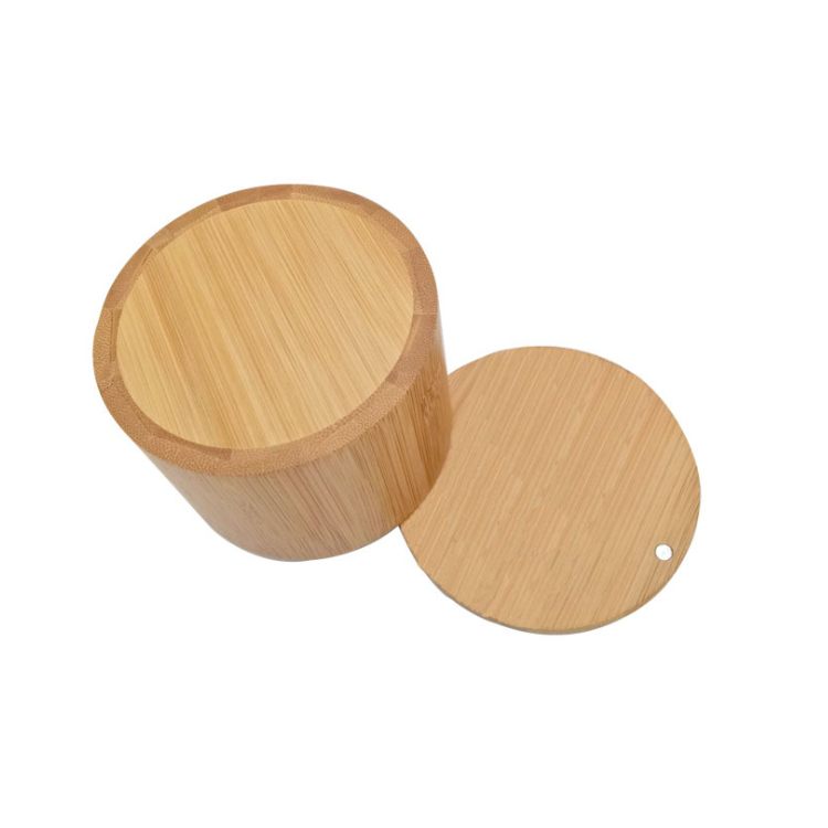 Low MOQ Bamboo Kitchen Salt Box With Swivel Magnetic Lid Spice Storage Box Bamboo Spice Container