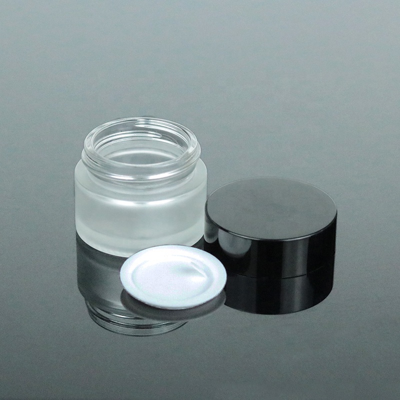 Low MOQ Mini Frosted Lip Balm Empty 5g 5ml Round Eye Cream Glass Jar With PP Black Lid (GJM18)