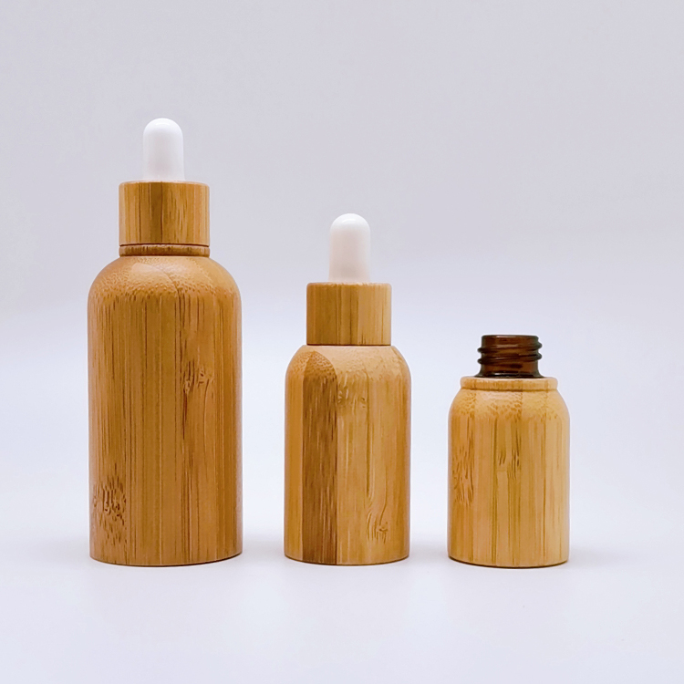 Low MOQ Ready to Ship 10 ml 15 ml 30 ml 50 ml Bamboo Essential Oil Bottle with Lid or Dropper