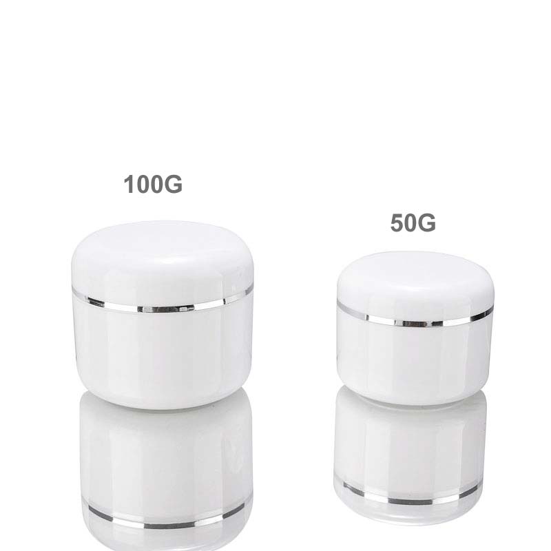 Low MOQ Silver edge plastic PP 100g face mask jar in stock