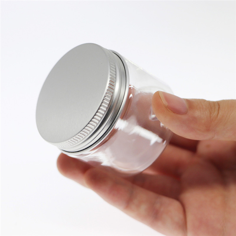 Low MOQ Small cosmetic jar 40ml 50ml 80ml 1oz 30ml 2oz 60ml Clear PET Plastic eye cream jar with aluminum or PP screw top cap