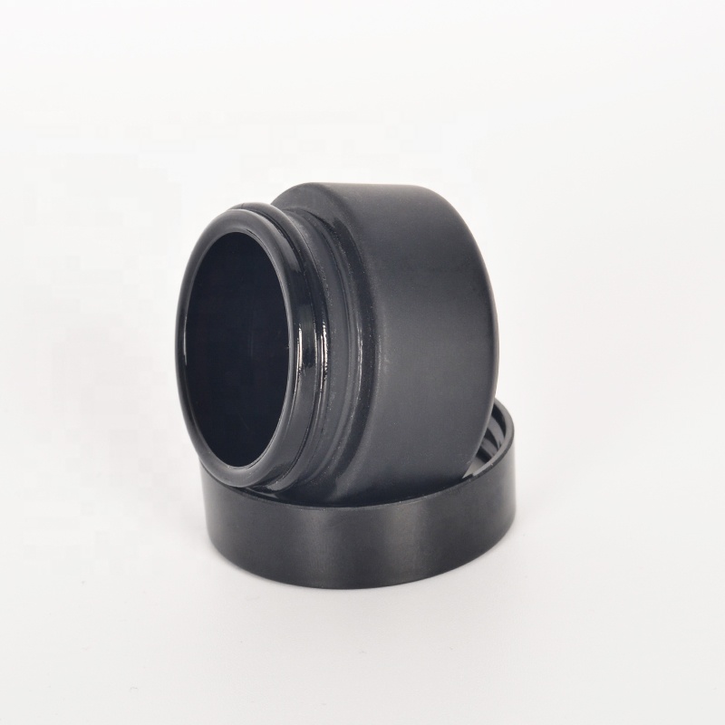 Low MOQ matte black glass jars with PP ABS aluminum cap in stock black glass cosmetic jar