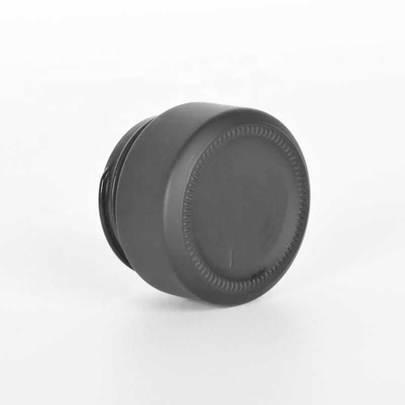 Low MOQ matte black glass jars with PP ABS aluminum cap in stock black glass cosmetic jar