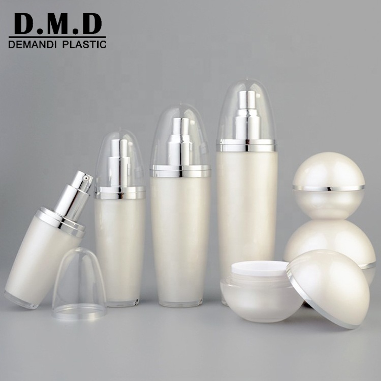 Low MOQ pearl white cosmetic container 30ml 15 grams 30 ml 50grams 1 oz ball shape jar