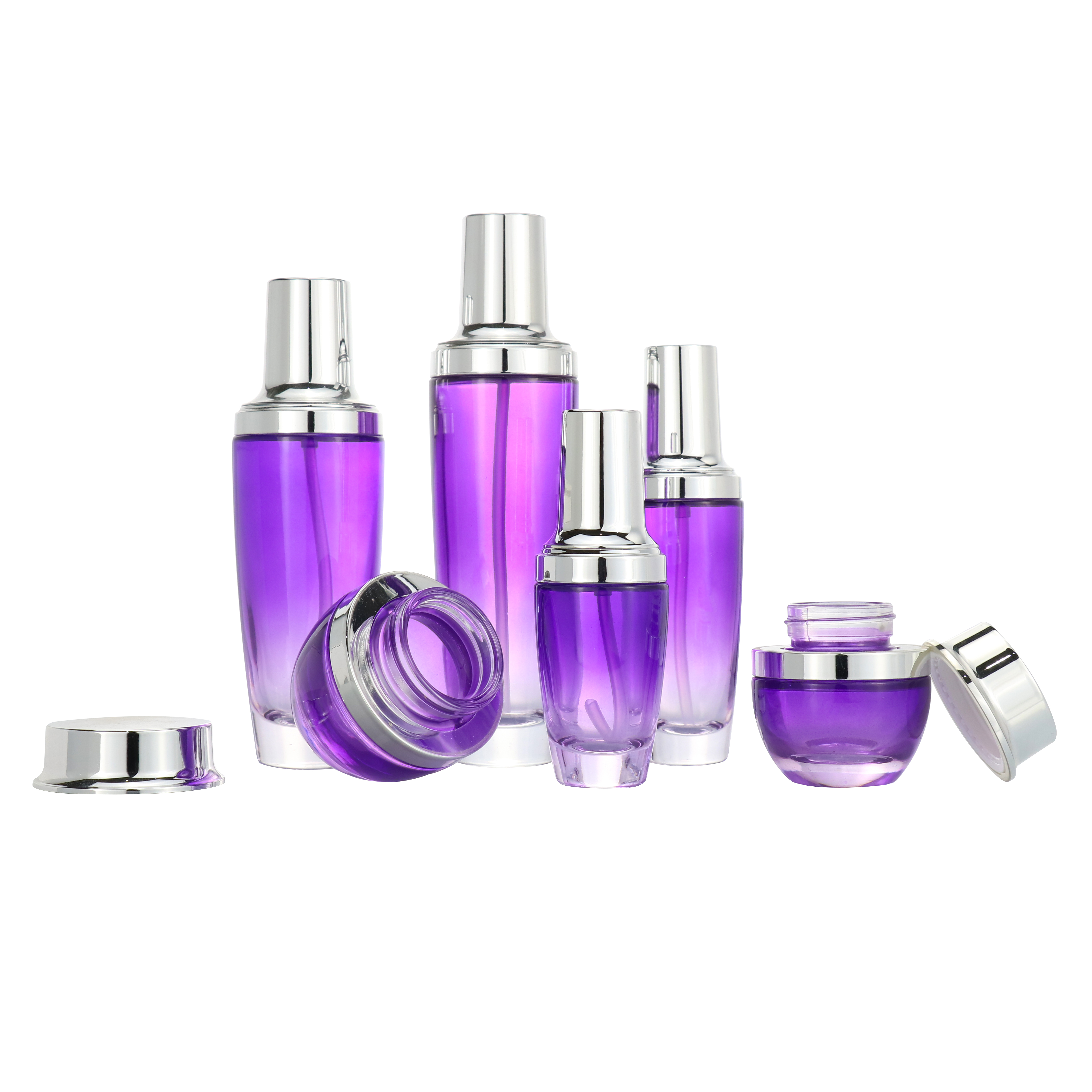 Low MOQ skin care toner lotion glass bottle 35ml 55ml 100ml essence oil glass dropper bottles