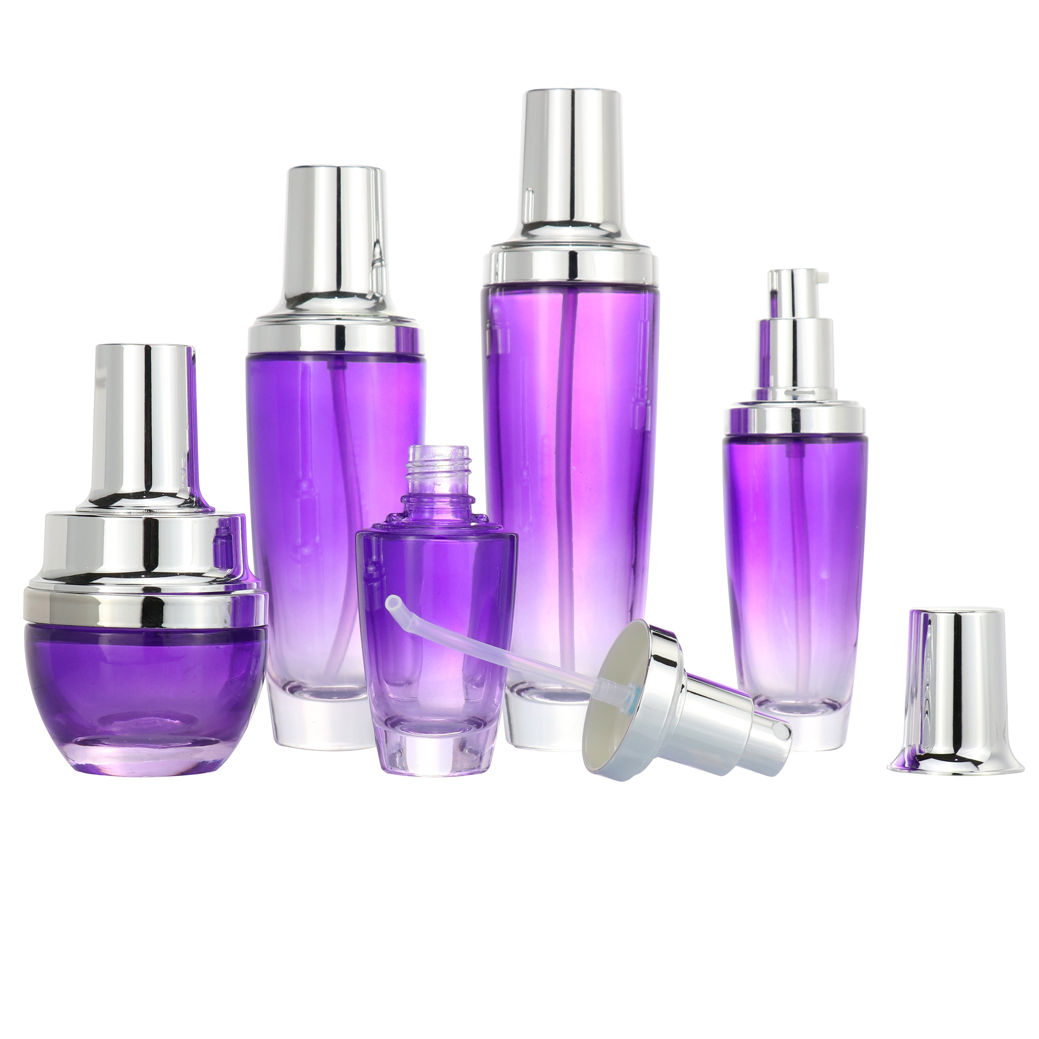 Low MOQ skin care toner lotion glass bottle 35ml 55ml 100ml essence oil glass dropper bottles