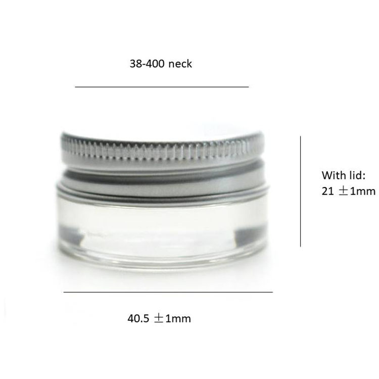 Low Profile 5g Cosmetic Sample Packaging 5ml Clear Glass Eyeshadow Jar with Silver Aluminium Screw Top