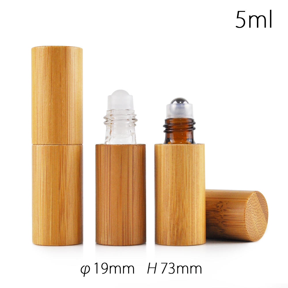 Low price environmental protection 10ml 5ml amber matte glass bottle with roller bamboo essential oil container