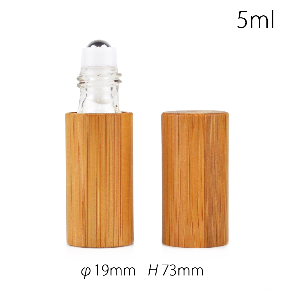 Low price environmental protection 10ml 5ml amber matte glass bottle with roller bamboo essential oil container