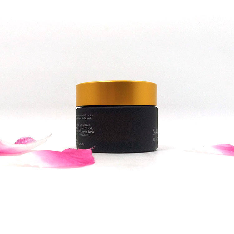 Low price matte black glass cosmetic cream jar empty round container 50 ml 50g