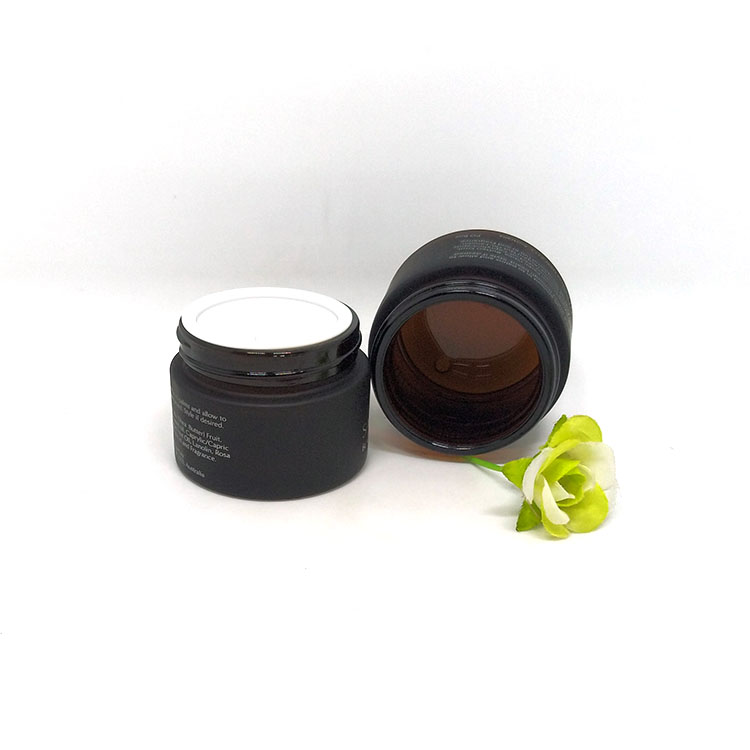 Low price matte black glass cosmetic cream jar empty round container 50 ml 50g