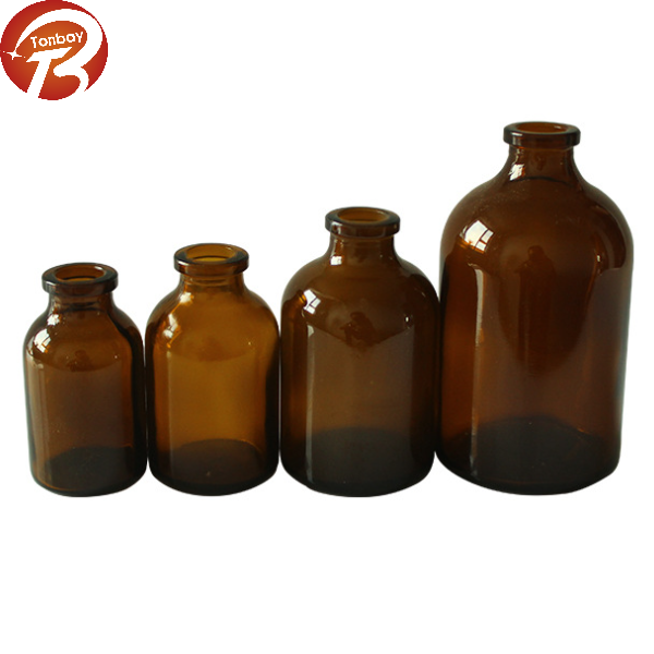 Low prices 20mm crimp amber moulded glass vials for antibiotics amber moulded injection glass bottles.