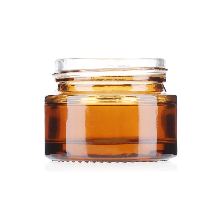 Low profile 10g 20g 30 50 60 100 ml 4 oz mini straight sided cosmetic container amber glass cream jar with black cap