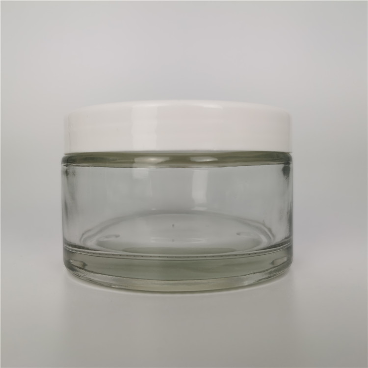 Low profile 200g 200ml cosmetics containers and packaging with black and white plastic lid