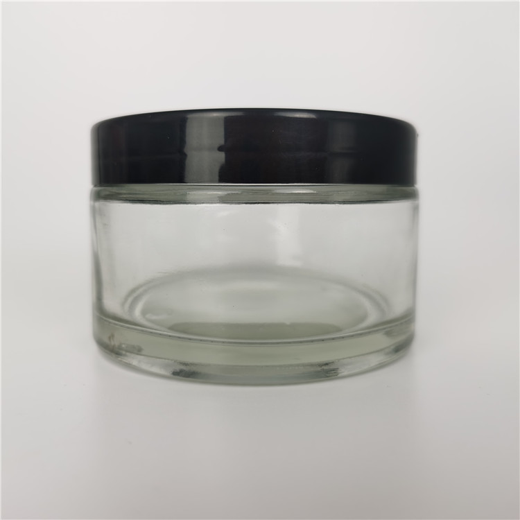 Low profile 200g 200ml cosmetics containers and packaging with black and white plastic lid