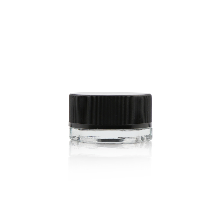 Low profile 3ml 5ml 7ml mini cbd wax oil glass container small child proof hexagon concentrate jar for dab with lid