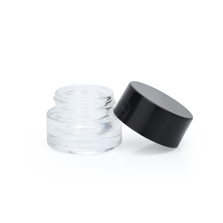 Low profile 5ml 5 gram empty small white ceramic containers child resistant mini uv black glass jar with plastic lids