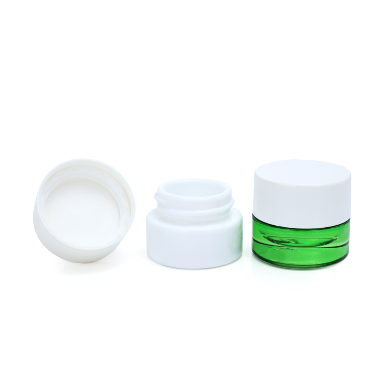 Low profile 5ml 5 gram empty small white ceramic containers child resistant mini uv black glass jar with plastic lids