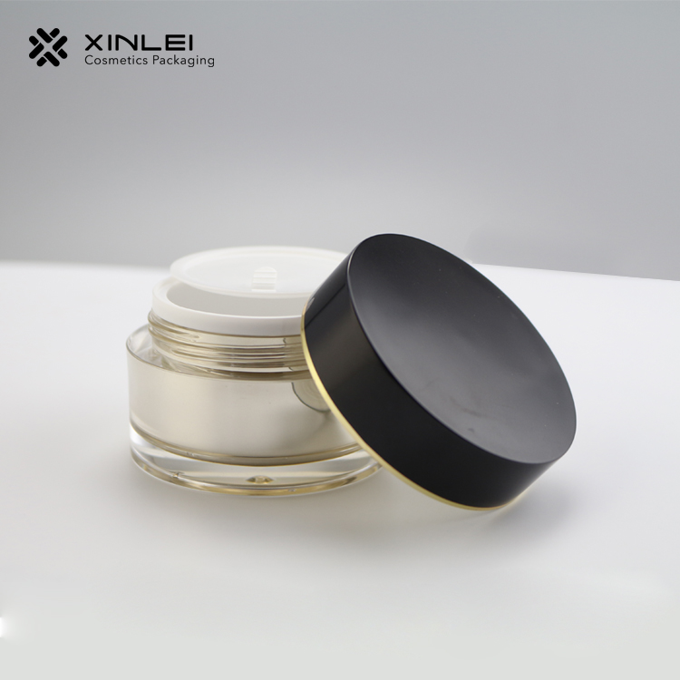 Low profile silver screen printing 200g empty cosmetic acrylic cream jars