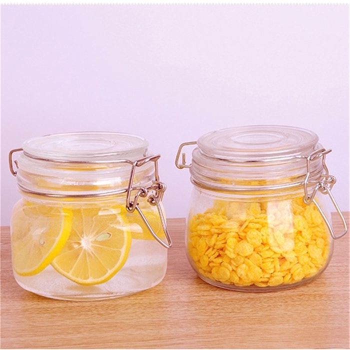 Low quantity pet plastic 200ml mud bath salt packing jar matte clip top jar wire bail jar