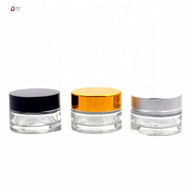 Luxuary cosmetic container wide mouth glass cosmetic jar cream glass jar with rose gold lid