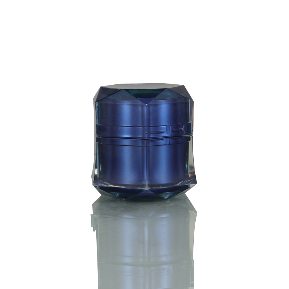 Luxurious Delicate Factory Plastic Acrylic Hexagon Cosmetic Cream Jar with Gold Color