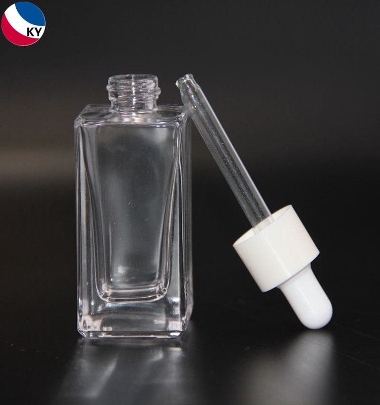 Luxurious Flat Shoulder Transparent 30Ml Fashion Glass Dropper Bottle