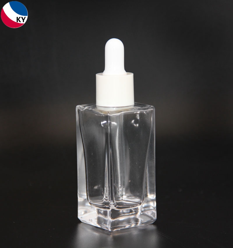 Luxurious Flat Shoulder Transparent 30Ml Fashion Glass Dropper Bottle