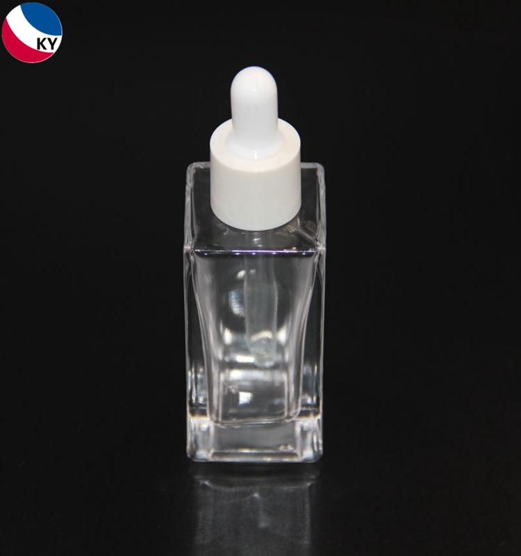 Luxurious Flat Shoulder Transparent 30Ml Fashion Glass Dropper Bottle