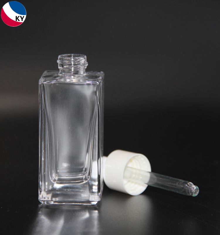 Luxurious Flat Shoulder Transparent 30Ml Fashion Glass Dropper Bottle