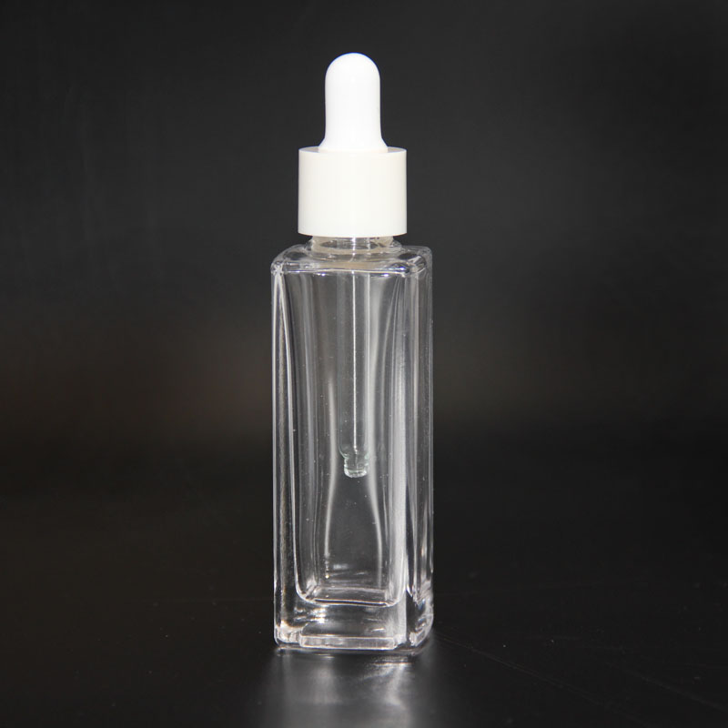 Luxurious Flat Shoulder Transparent 30Ml Fashion Glass Dropper Bottle