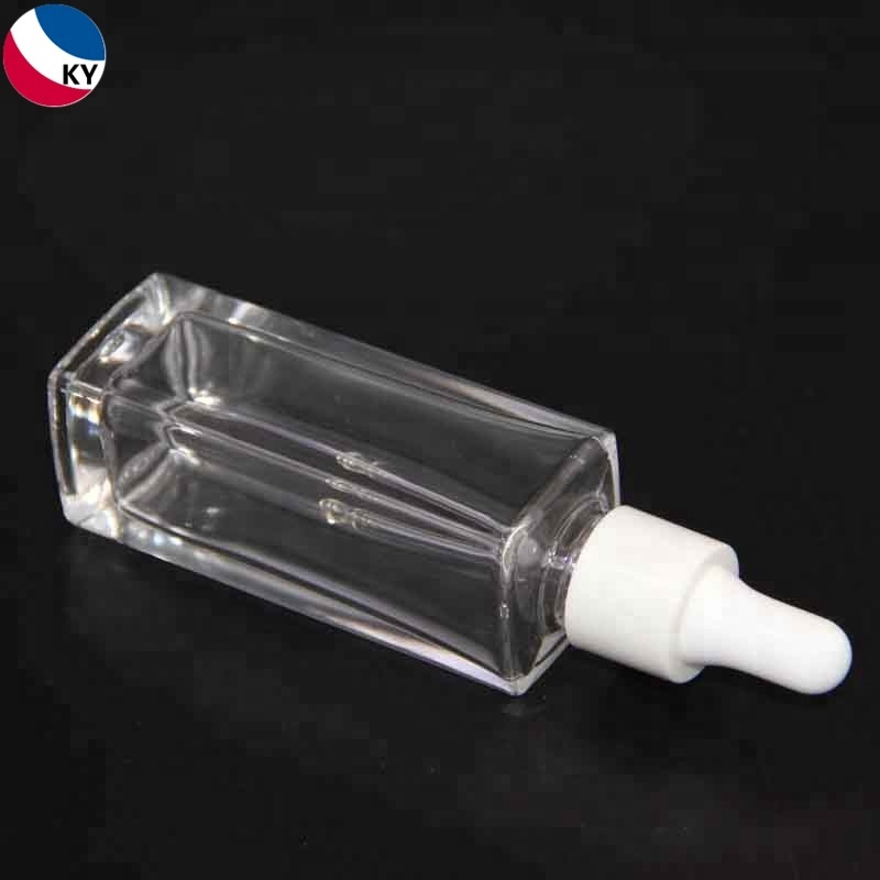 Luxurious Flat Shoulder Transparent 30Ml Fashion Glass Dropper Bottle