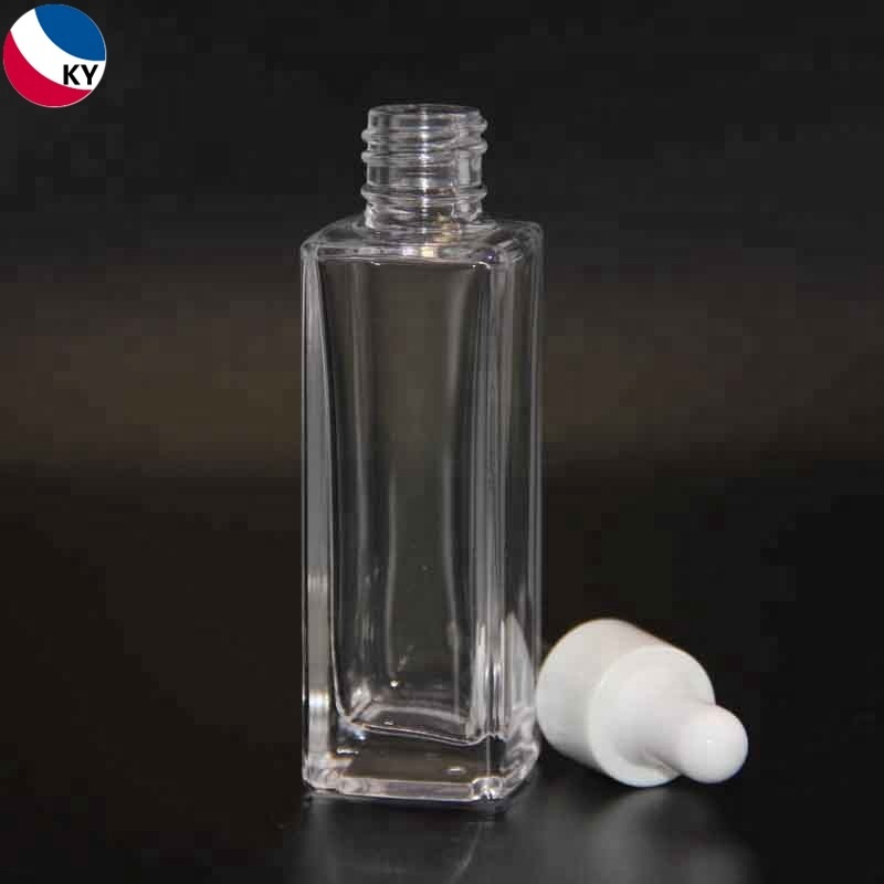 Luxurious Flat Shoulder Transparent 30Ml Fashion Glass Dropper Bottle
