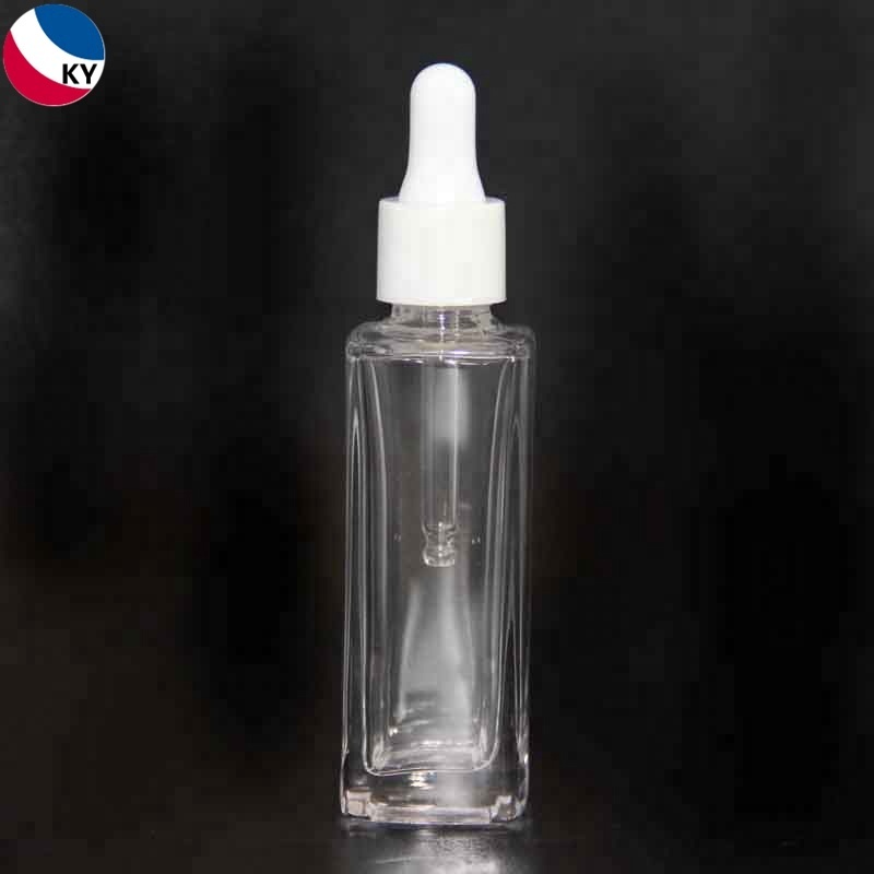 Luxurious Flat Shoulder Transparent 30Ml Fashion Glass Dropper Bottle