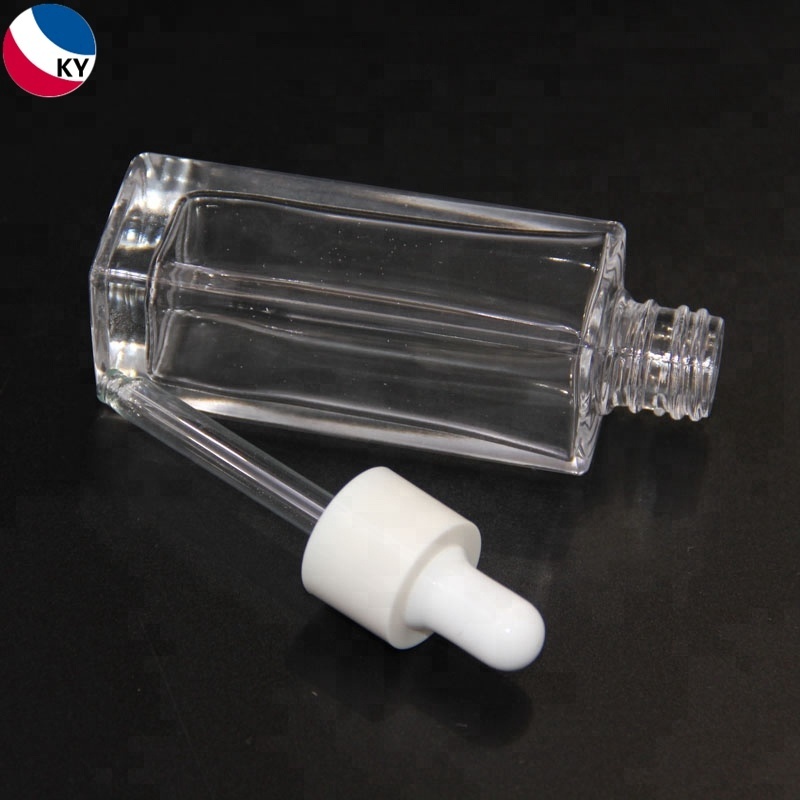 Luxurious Flat Shoulder Transparent 30Ml Fashion Glass Dropper Bottle