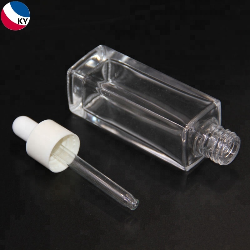 Luxurious Flat Shoulder Transparent 30Ml Fashion Glass Dropper Bottle