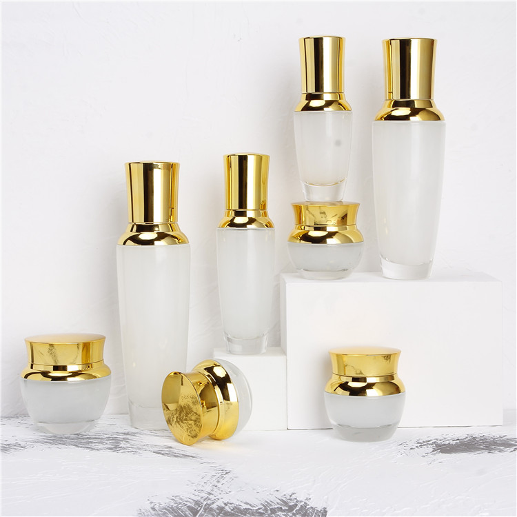 Luxurious Lotion Glass Bottle Skin Care Cosmetic Packaging Bottle Travel Empty Bottle and Jar