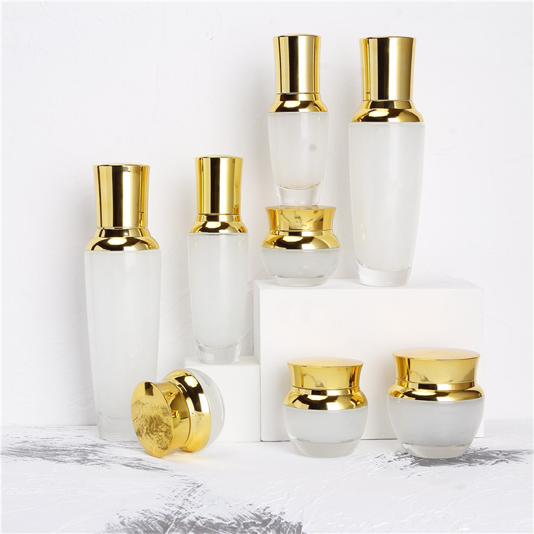 Luxurious Lotion Glass Bottle Skin Care Cosmetic Packaging Bottle Travel Empty Bottle and Jar