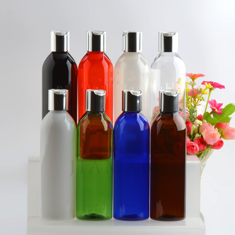 Luxurious custom logo PET 250ml colorful flip cap bottle big cosmetic package for Hand soap and disinfectant in good price